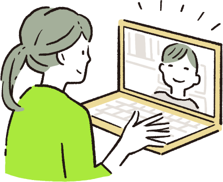 専属コンサルタントとオンラインで話す受講者のイラスト